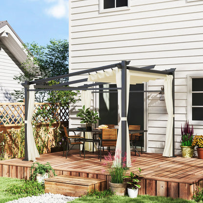 Metal Pergola, Sliding Roof Canopy, Retractable, 10' x 10', Beige Pergolas at Gallery Canada