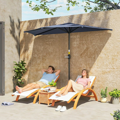 9.8ft Half Umbrella, Semi Round Patio Parasol, Crank Handle, Top Vent, Dark Blue Half Round Umbrellas at Gallery Canada