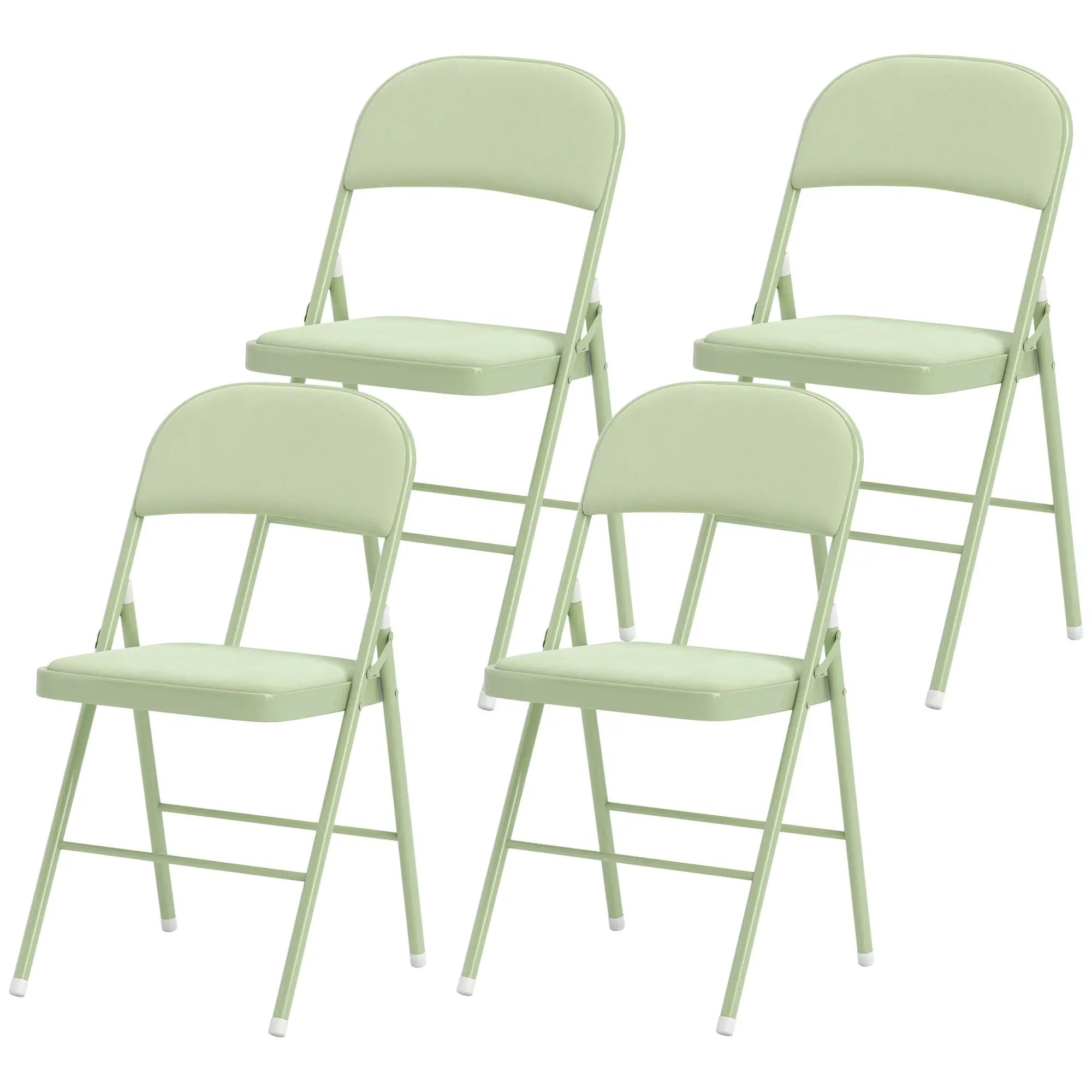 4 Pack Folding Chairs, Padded Velvet Seats, Steel Frame, Green Patio Chairs Green at Gallery Canada
