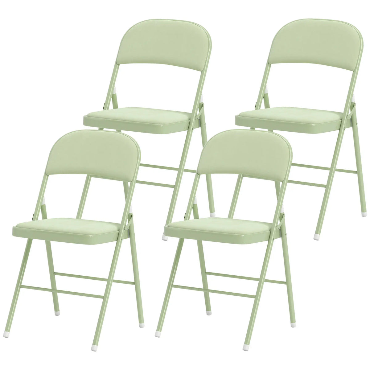 4 Pack Folding Chairs, Padded Velvet Seats, Steel Frame, Green Patio Chairs Green at Gallery Canada