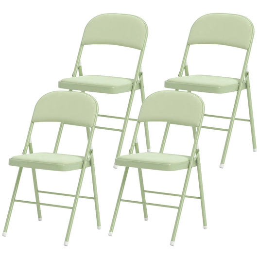 4 Pack Folding Chairs, Padded Velvet Seats, Steel Frame, Green Patio Chairs Green at Gallery Canada