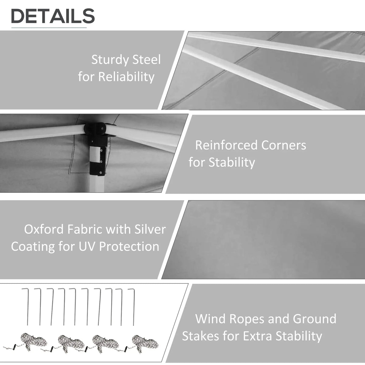 20' x 10' Folding Canopy Tent, Sidewalls, Windows, Black