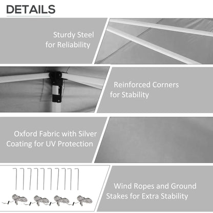 20' x 10' Folding Canopy Tent, Sidewalls, Windows, Black