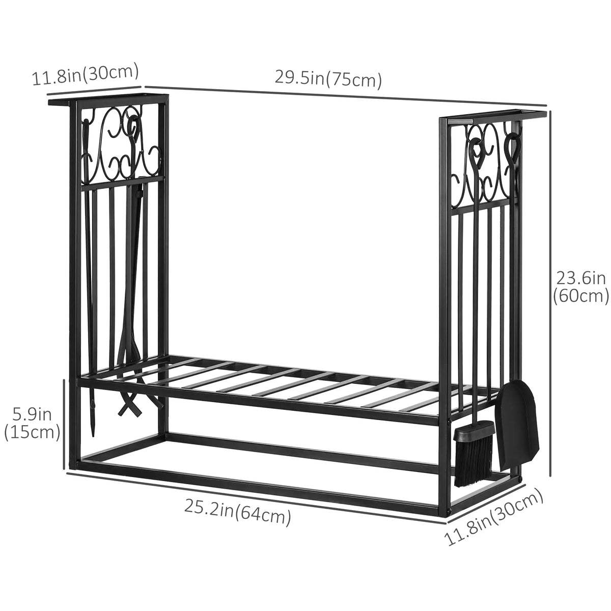 Heavy Duty Firewood Log Rack, Vintage Design, Black Firewood Racks at Gallery Canada