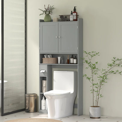 Over Toilet Storage Cabinet, 2 Doors, Toilet Paper Holder, Grey Bathroom Cabinets at Gallery Canada
