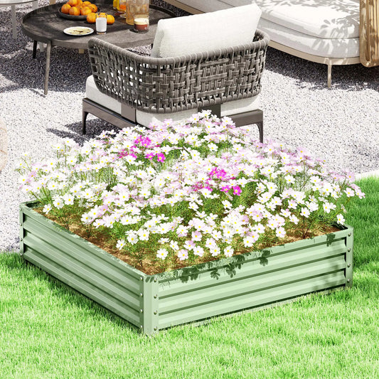 4' X 4' X 1' Raised Garden Bed, Galvanized Steel Planter, Light Green, Light Green Galvanized Planter Boxes Light Green at Gallery Canada
