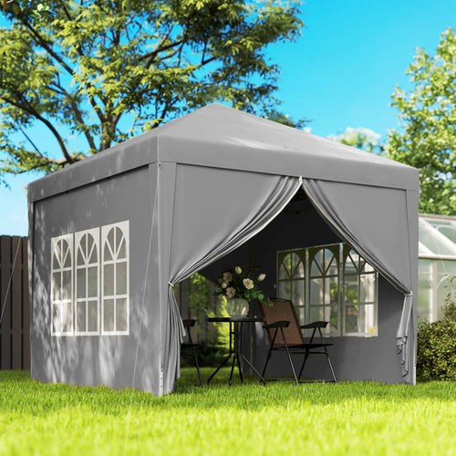 10'x10' Light Grey Outdoor Pop Up Party Tent Wedding Gazebo Canopy, Light Grey