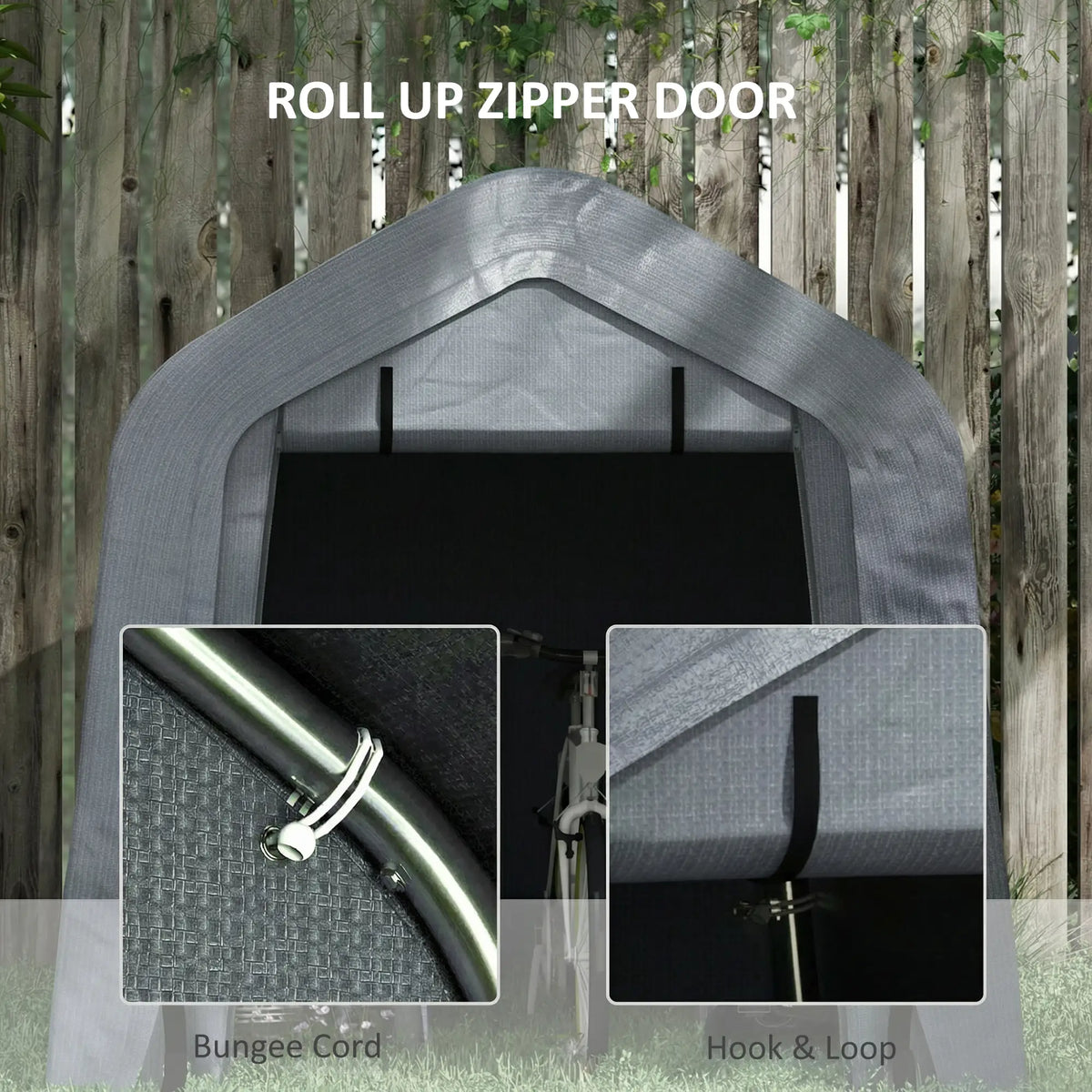 8' x 6' Carport, Sidewalls Roll-Up Door, Outdoor Storage Shelter, Dark Grey Car Shelters at Gallery Canada