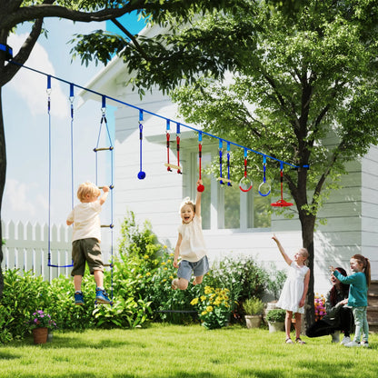 32.8' Kids Ninja Warrior Course, Swing, Monkey Bars, Ladder, Gym Rings, Blue Gym Sets & Swings at Gallery Canada