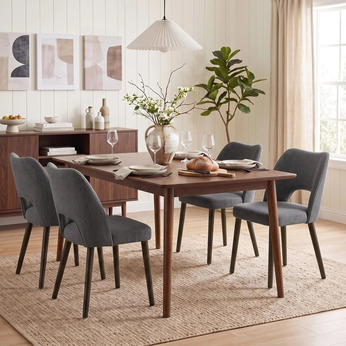 Upholstered Dining Chairs Set, Rubberwood Legs, Dark Grey Dining Chairs at Gallery Canada
