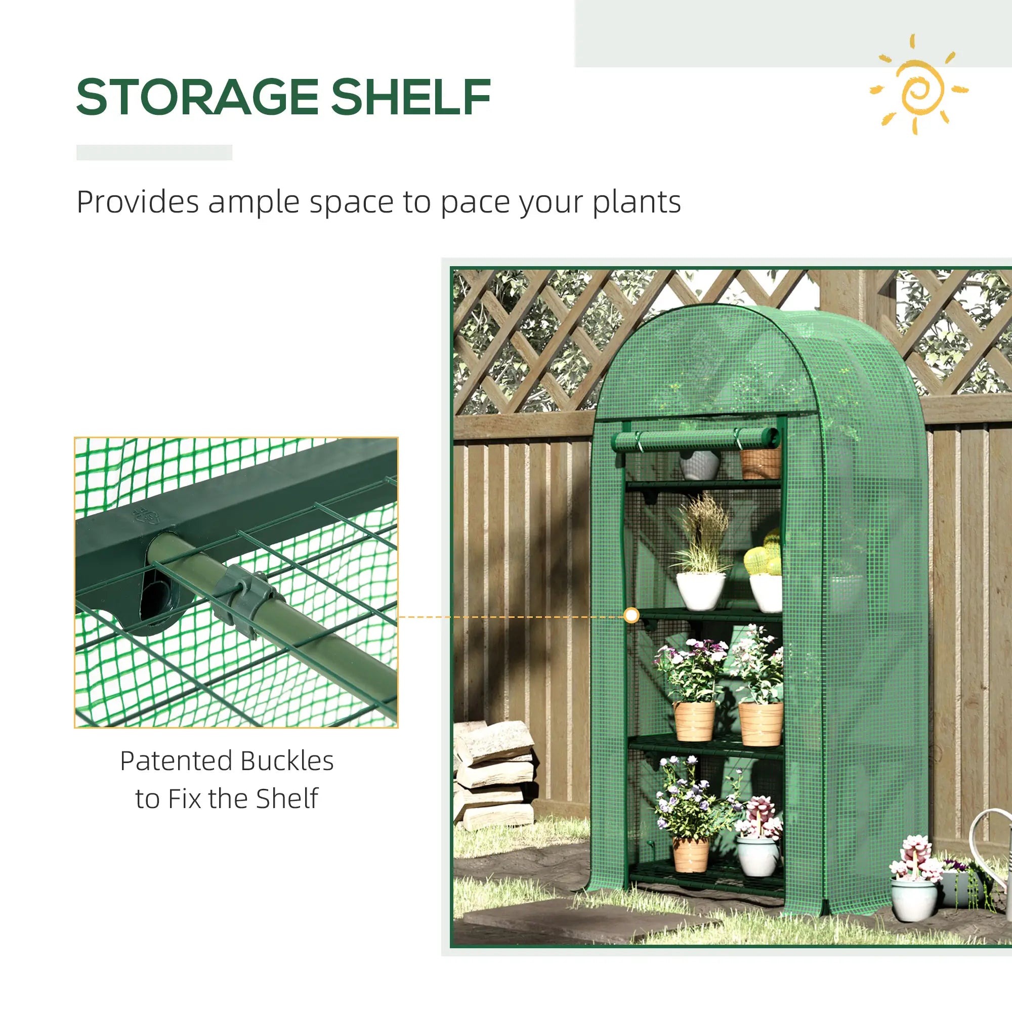 Portable Mini Greenhouse, Zippered Door, PE Cover, 31.5