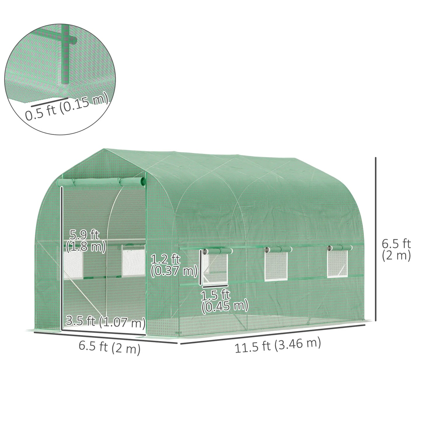 6.6' x 11' x 7' Walk-In Greenhouse, Steel Frame, Green Walk In Greenhouses at Gallery Canada
