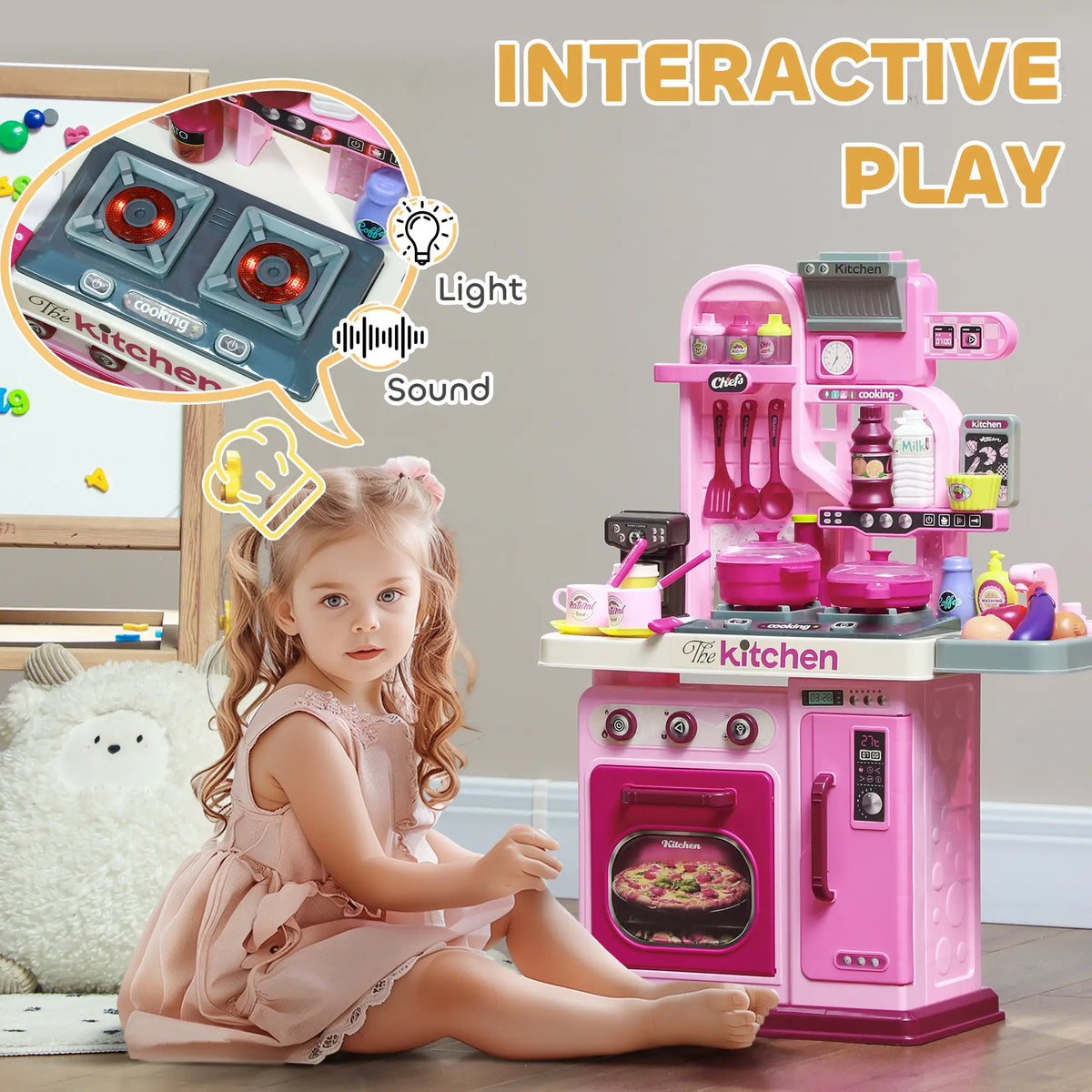 Kids Play Kitchen With 33 Accessories, Lights & Sounds, 3-6 Years Play Kitchen at Gallery Canada