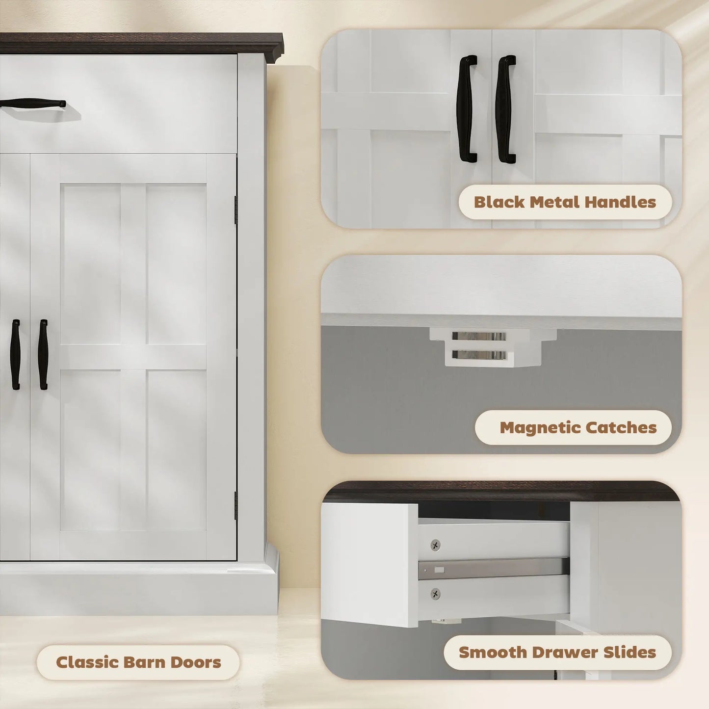 Modern Sideboard Buffet, 2 Doors, Adjustable Shelf, White Bar Cabinets at Gallery Canada