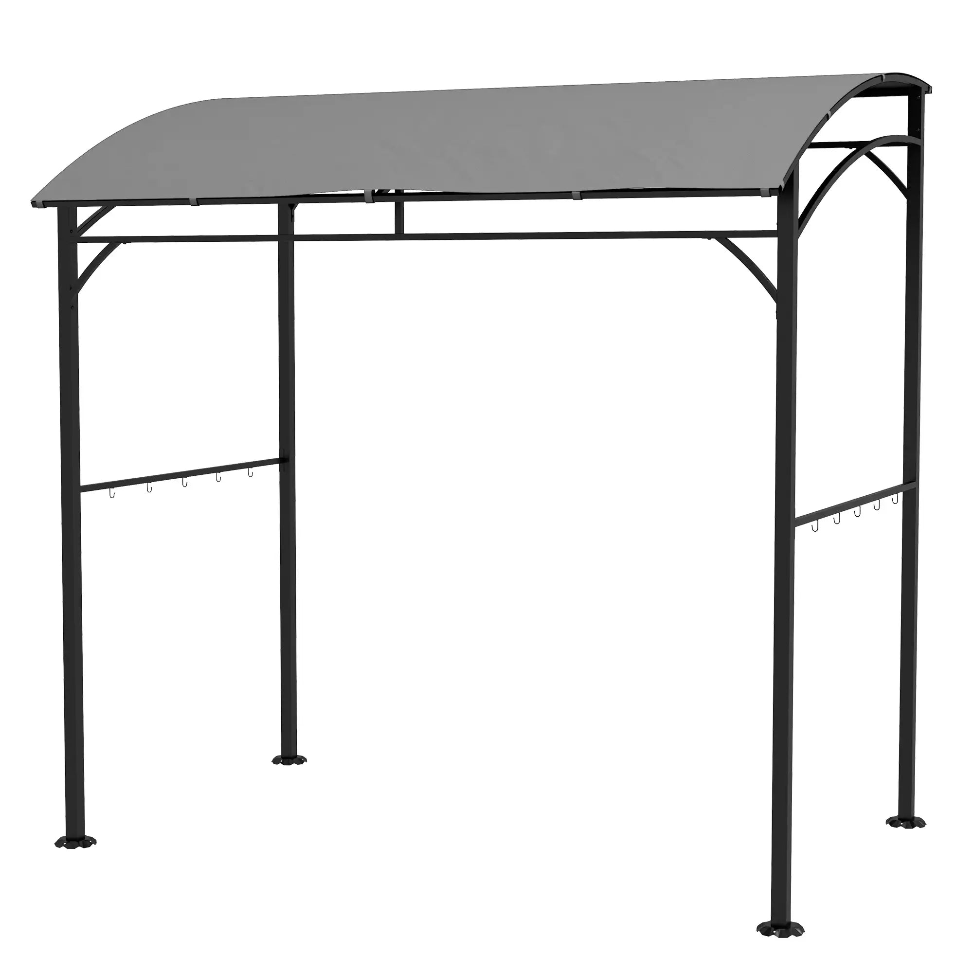 7' x 5' Garden Grill Canopy, BBQ Gazebo Tent, Steel Frame, Grey Gazebos Grey at Gallery Canada