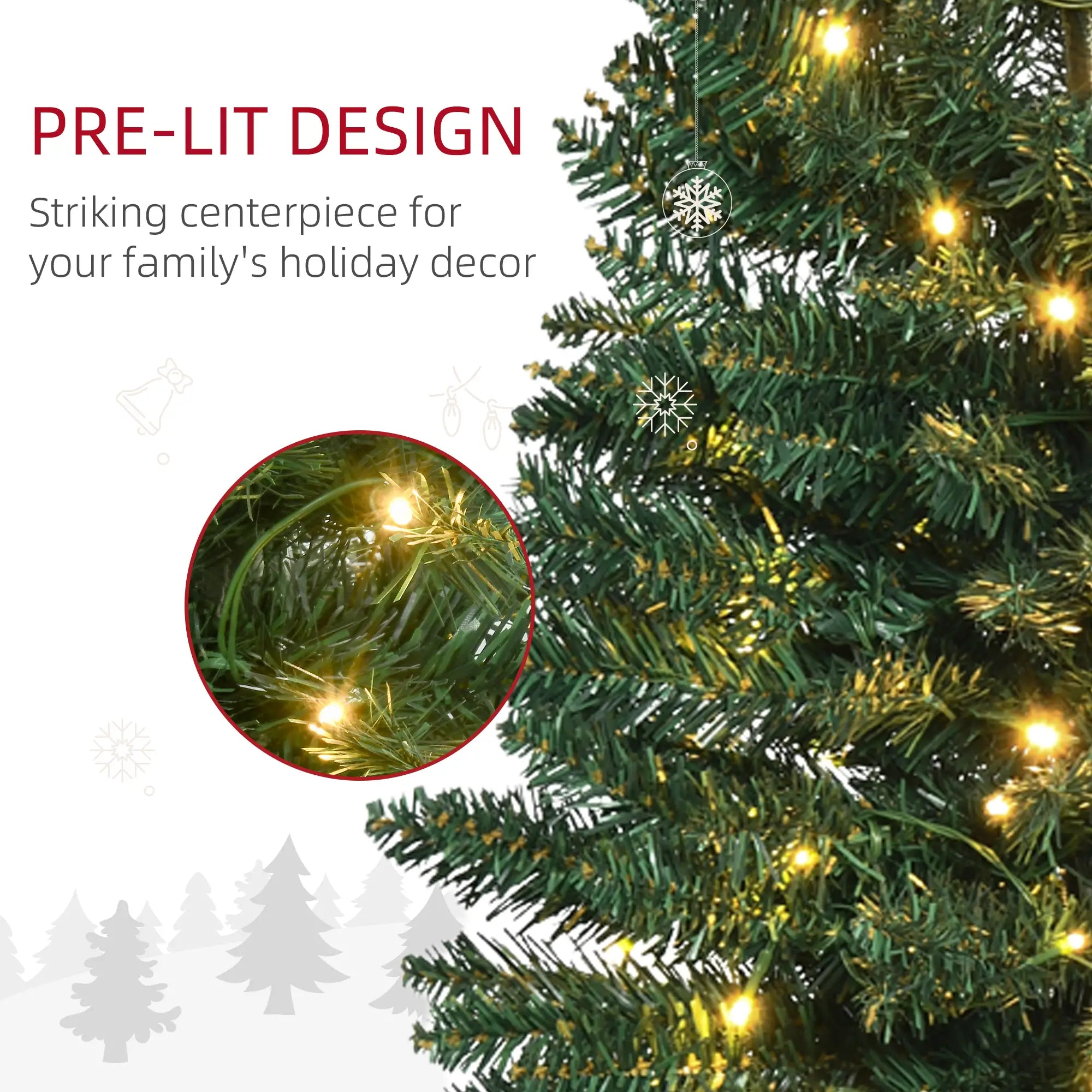 7' Pre Lit Artificial Pencil Christmas Tree, Green Pencil Christmas Trees at Gallery Canada