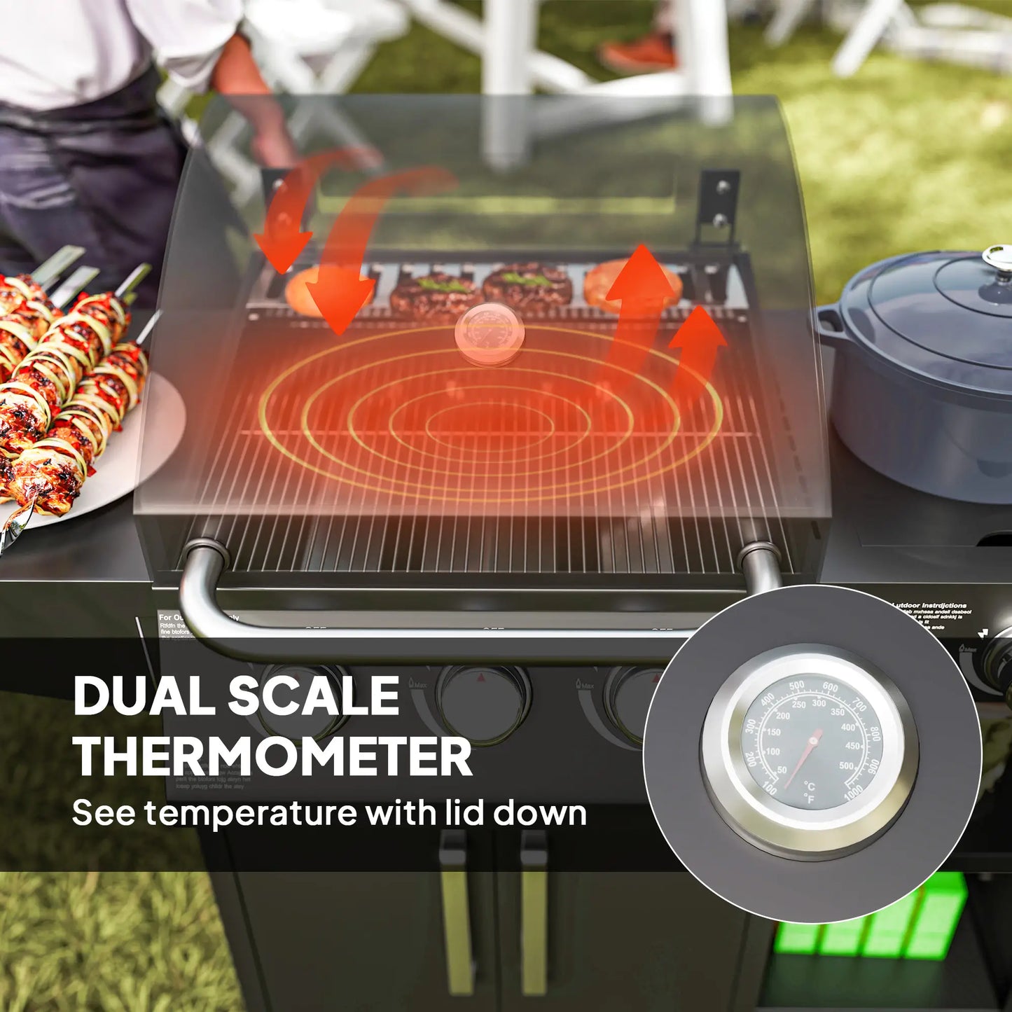 3 Burner Gas Grill With Side Burner, 9.5 KW Propane BBQ Grill, Cabinet Style Propane Gas Grills at Gallery Canada