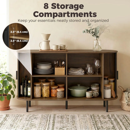 Fluted Sideboard Buffet Cabinet, 55", Black Storage Cabinets at Gallery Canada