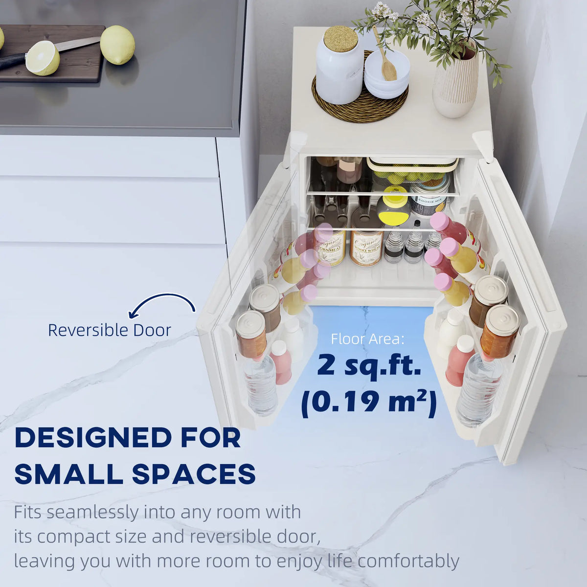2.5 Cu.Ft Mini Fridge, Single Door, Freezer, Adjustable Thermostat, White Small Kitchen Appliances at Gallery Canada