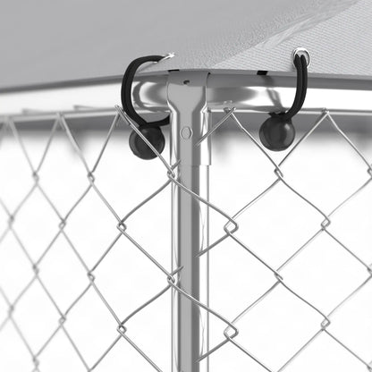 13.1' X 13.1' X 6.6' Outdoor Dog Kennel, Galvanized Steel, Silver Dog Kennels at Gallery Canada