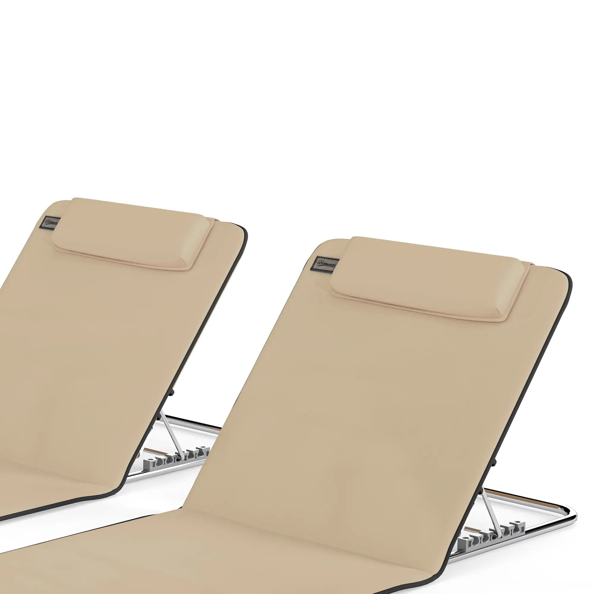 Beach Lounge Chair Set, 2 Pieces, Folding Chaise, Beige Beach Accessories at Gallery Canada
