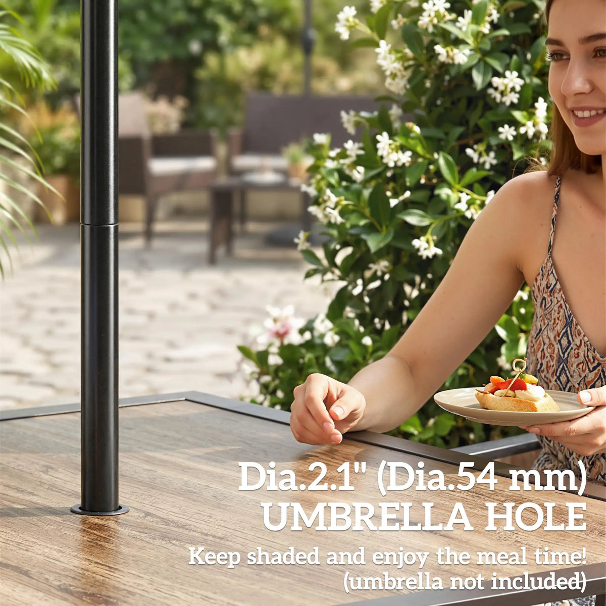 36" x 36" x 28" Square Patio Dining Table, Umbrella Hole, Rustproof Steel Frame Patio Dinning Tables at Gallery Canada