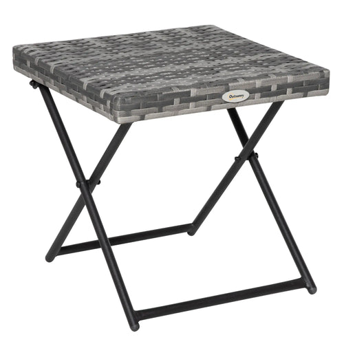 Rattan Coffee Table, Folding Outdoor Side Table, 15.75