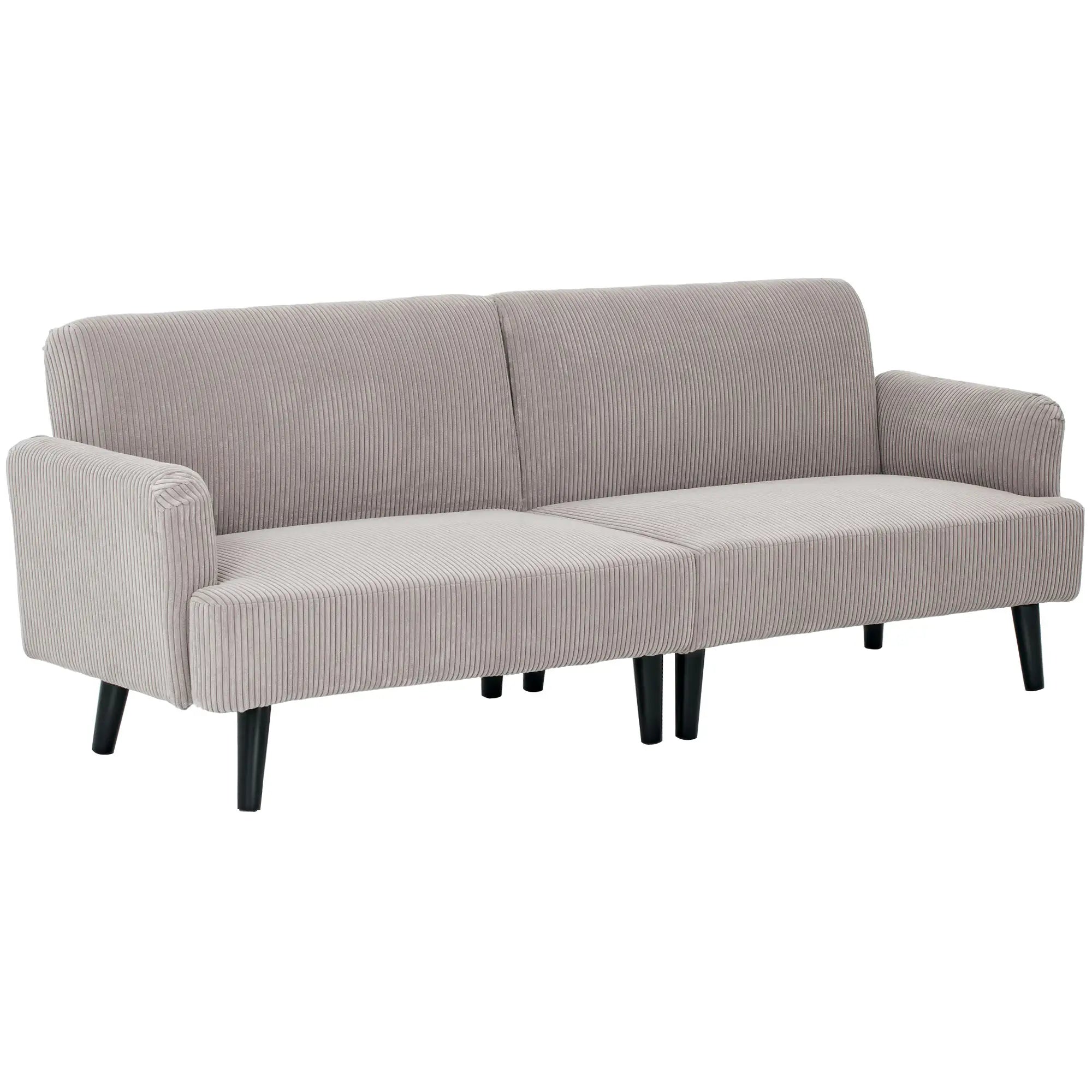 Modern 3 Seater Sofa, Corduroy Loveseat, Rubberwood Legs, Beige 3-Seater Sofas at Gallery Canada