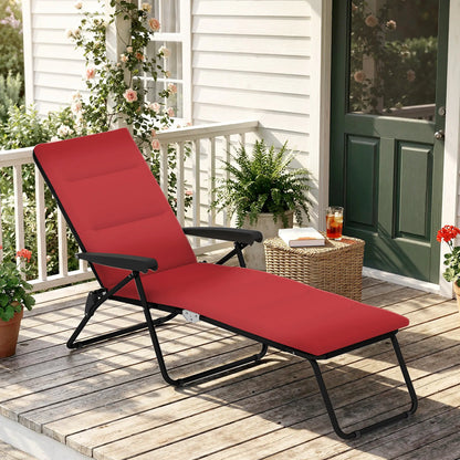 Foldable Reclining Patio Lounge Chair, 6-Position Adjustable, Wine Red Lounger Chairs at Gallery Canada