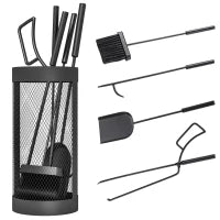 Fireplace Tool Set With Mesh Basket, 5 Piece Kit Fireplaces & Accessories Black at Gallery Canada