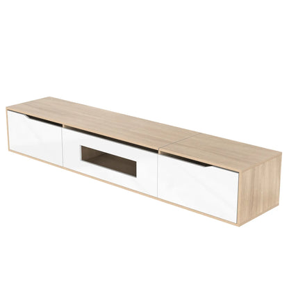 Modern TV Stand With LED Lighting, 71" L x 12" W x 12" H, Wood, White TV Stands at Gallery Canada