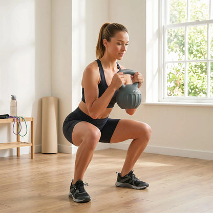 26 lbs Kettlebell With Non-Slip Handle, Home Gym Weight Lifting, Grey Strength Training Equipment at Gallery Canada