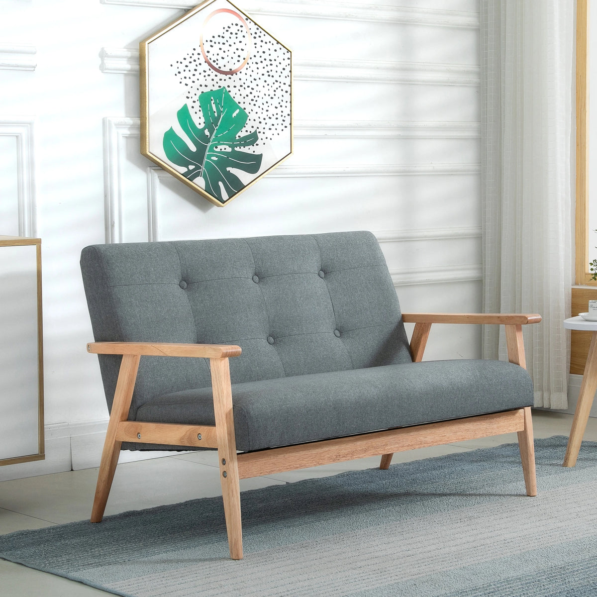 45" 2 Seat Sofa Upholstered Couch, Rubber Wood Legs, Dark Grey 2-Seater Sofas at Gallery Canada