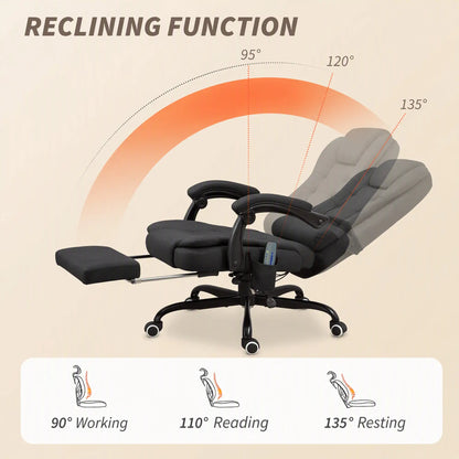 7-Point Vibrating Massage Chair, Reclining Office Chair with Footrest, Black Massage Chairs at Gallery Canada