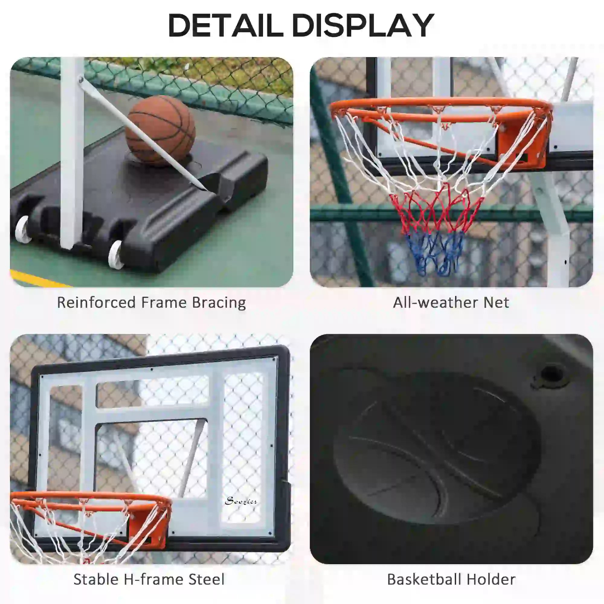 Portable Basketball Hoop, 7ft-8.5ft Adjustable with Wheels, 32.3