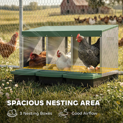 Chicken Nesting Boxes, 3 Compartment Metal Nesting Boxes for Chicken Coop, Egg Laying Boxes with Lid Cover Chicken Coops at Gallery Canada
