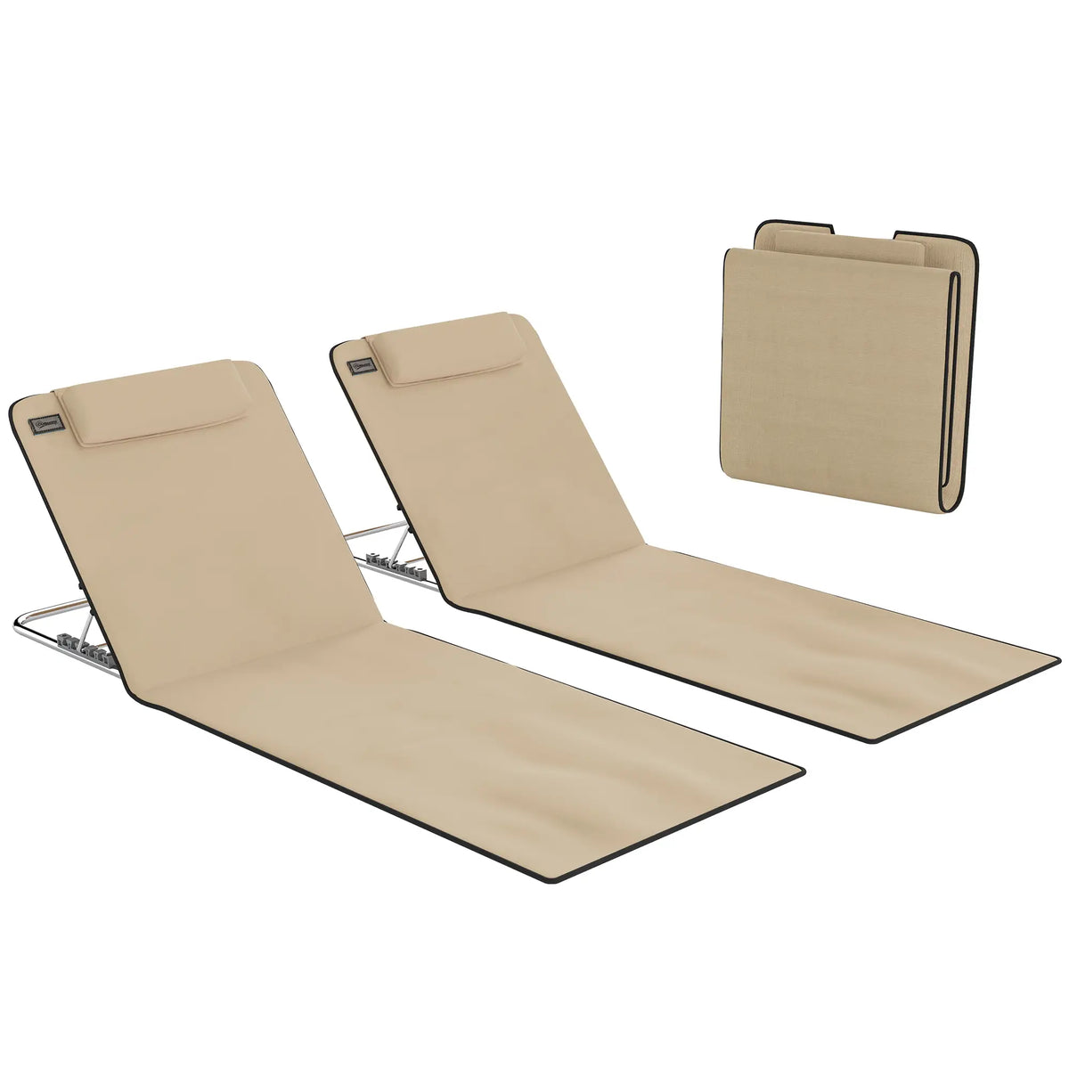 Beach Lounge Chair Set, 2 Pieces, Folding Chaise, Beige Beach Accessories at Gallery Canada