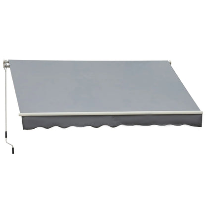 13' x 8' Manual Retractable Patio Awning, Sun Shade, Aluminum Frame, Grey Deck Awnings at Gallery Canada