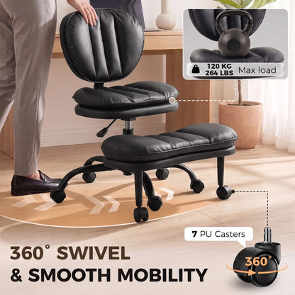 Ergonomic Cross Legged Office Chair, Swivel Meditation Desk Chair, Black Task Chairs at Gallery Canada
