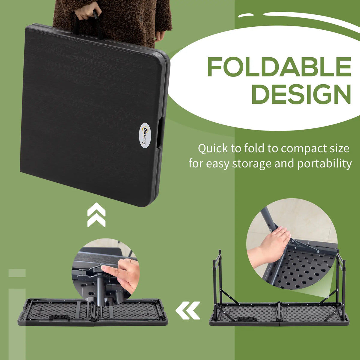 Foldable Patio Dining Table for 4, Height Adjustable, Dark Grey Patio Dinning Tables at Gallery Canada
