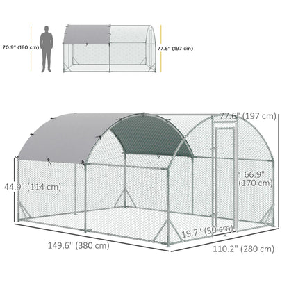 Large Metal Chicken Coop, Walk-In Enclosure, 9.2' x 12.5' x 6.5', Silver Chicken Coops at Gallery Canada