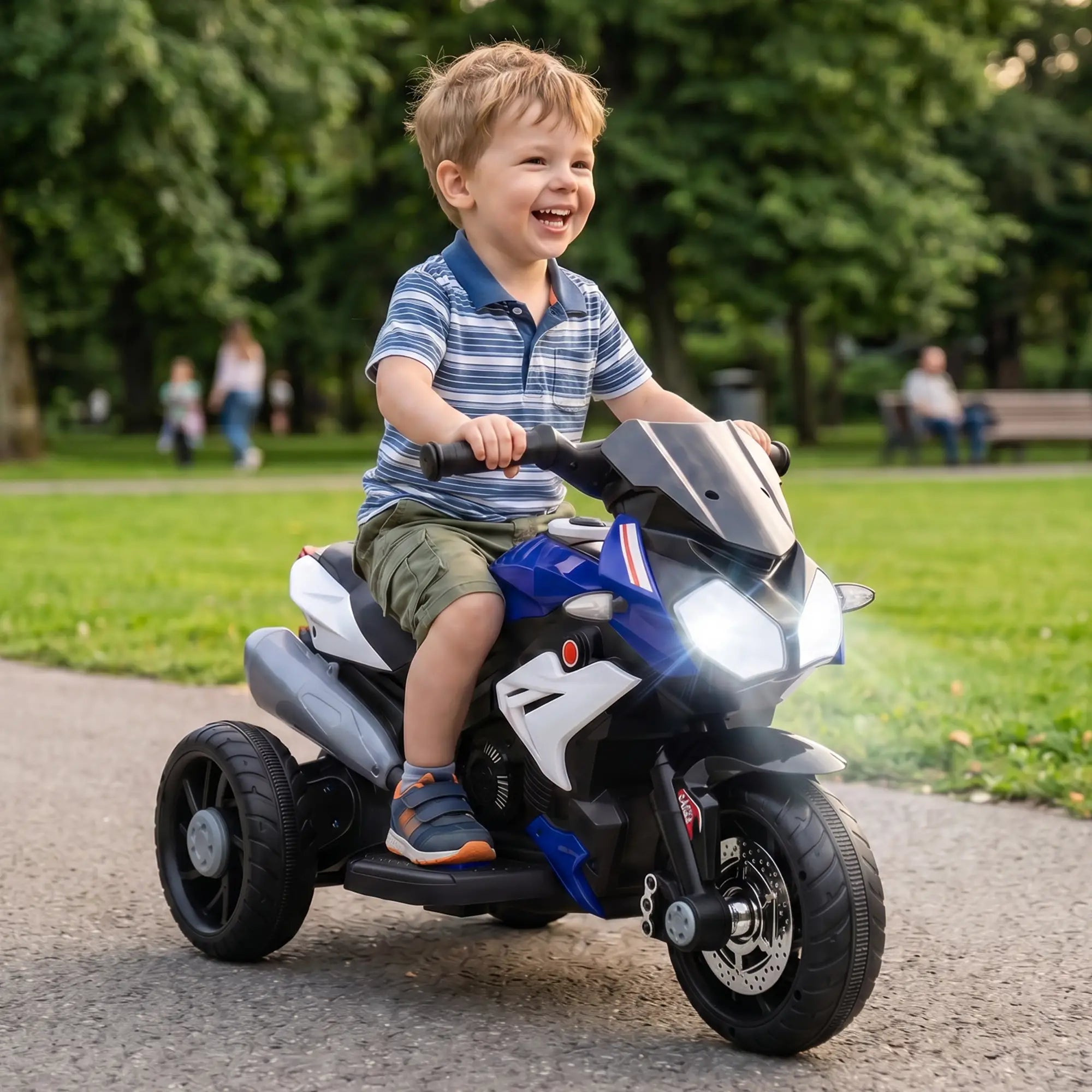 Kids Electric Motorcycle Ride-On Toy, 3 Wheels, Music, Horn, Lights, Blue Electric Motorcycles at Gallery Canada