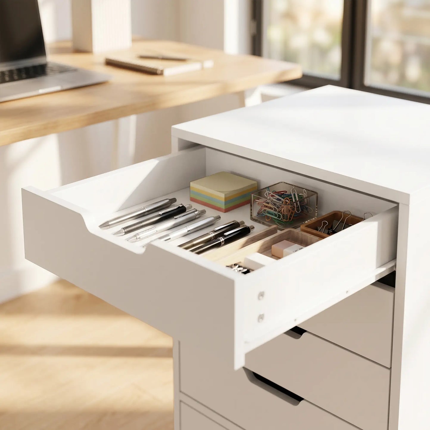 Mobile Printer Stand With 5 Drawers, White Office Cabinets & Cupboards at Gallery Canada