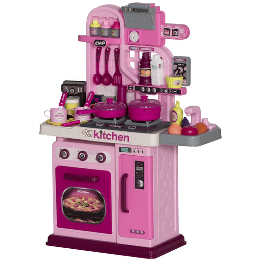 Kids Play Kitchen With 33 Accessories, Lights & Sounds, 3-6 Years Play Kitchen Pink at Gallery Canada