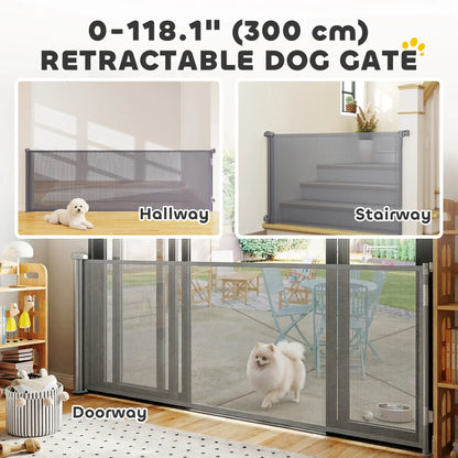 Retractable Dog Gate, 41" Tall, 122" Wide, Mesh Pet Gate Pet Gates at Gallery Canada