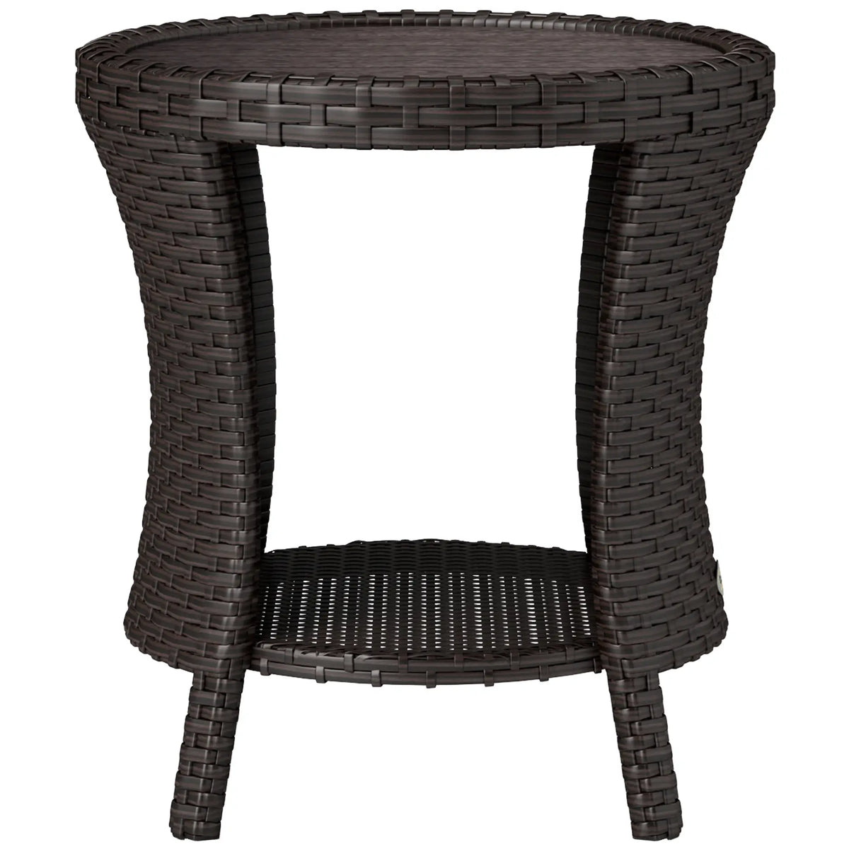 18" Wicker Outdoor Coffee Table, PE Rattan, 2-Tier Storage, Brown Coffee Tables Mixed Brown, Brown at Gallery Canada