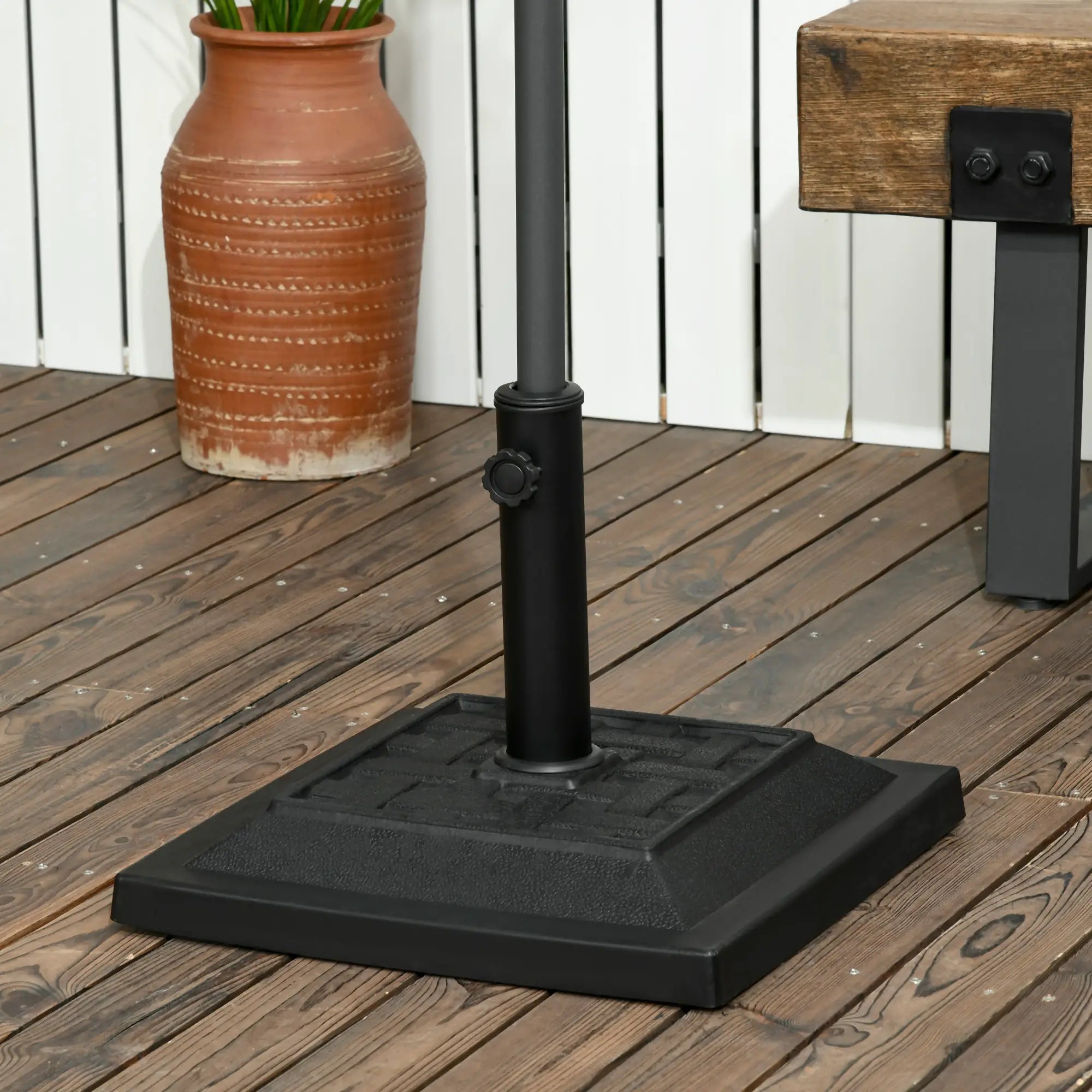 26 lb Heavy Duty Patio Umbrella Base, Square Resin Stand, Outdoor, Black Umbrella Bases at Gallery Canada