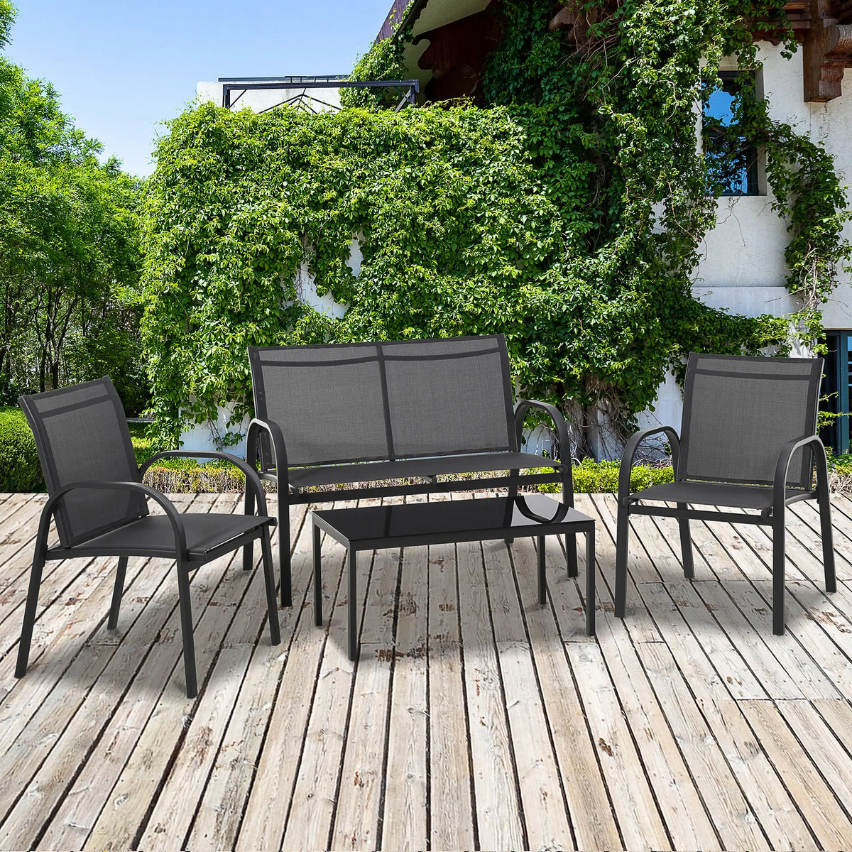 4-Piece Patio Furniture Set With Loveseat, Chairs & Table Patio Furniture Sets at Gallery Canada