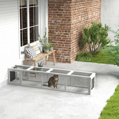 79" Long Cat Tunnel, L-Shape Extendable Design, Indoor Outdoor Enclosure, White Outdoor Cat Enclosures at Gallery Canada