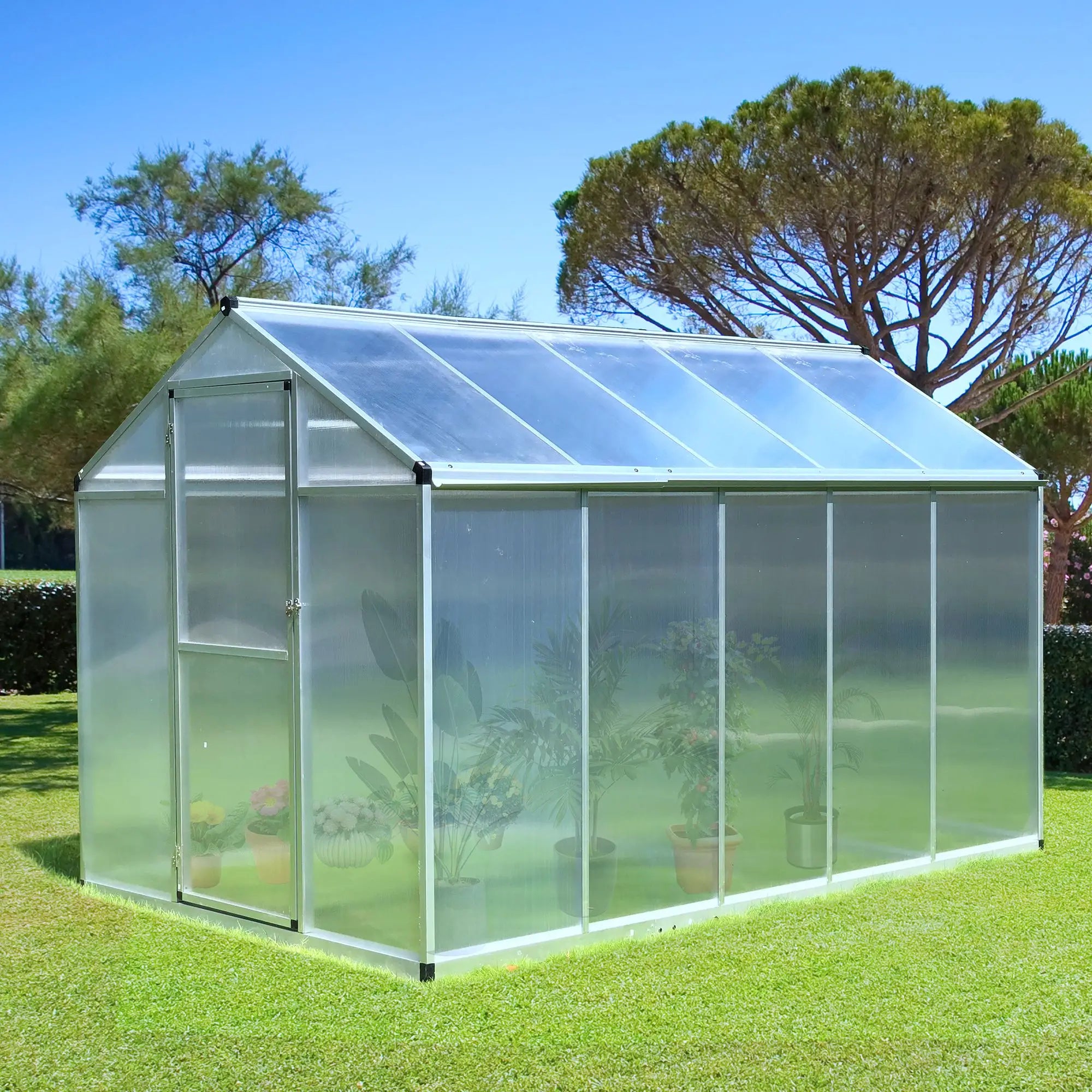 6' x 10' x 6.4' Walk-In Greenhouse, Polycarbonate Panels, Silver Walk In Greenhouses at Gallery Canada